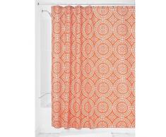 InterDesign Medallion rideau de douche tissu, 183,0 cm x 183,0 cm rideau en polyester, rideau baignoire avec ourlet du haut renforcÃ©, orange