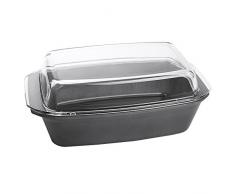 Bohemia Cristal 093 012 316 Play of Colors Cooking Saladier carré Env. 2,8 L Gris avec Couvercle en Verre Borosilicate résistant à la Chaleur Plat à gratin, Verre, 34.8 x 20.3 x 13,2 cm