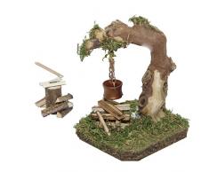 Alfred Kolbe Krippen AM 20 Set daccessoires de crÃ¨che de NoÃ«l Comprenant Un feu de Camp Qui sillumine 4,5Â V et Une Hache Ã Couper Le Bois Compatible avec des Figurines de 10-12Â cm