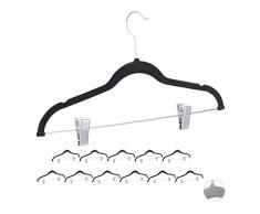 Relaxdays 10024379_46 cintres en Velours, mÃ©tal, Noir, 22,5 x 43 x 2,8 cm