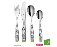WMF Couverts pour Enfant Pitzelpatz à partir de 3 Ans, 4 pièces, Cromargan Poli, Acier Inoxydable, argenté, 21.3 x 15.5 x 2.5 cm
