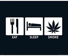 empireposter – Eat, Sleep – Smoke – Taille (cm), env. 50 x de 40 – Mini Poster