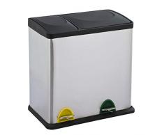 Poubelle à pédale tri sélectif 36L (24+12L) ZOE Inox