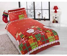 Christmas Presents Cadeaux de Noël pour Enfant Motif Père Noël Junior Parure de lit avec Housse de Couette et taie doreiller Lit Enfant de lit, Multicolore