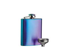 BarCraft Flasque Motif Palmier Tropical, Acier Inoxydable, Multicolore, 2 x 7 x 9.8000000000000007 cm