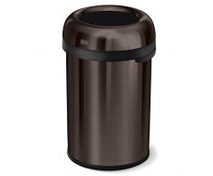 Simplehuman Poubelle Forme Balle de Fusil avec Ouverture en Haut, qualité Commerciale, Acier Inoxydable Robuste, 60 l, Dark Bronze Steel, 115 L / 30 Gal