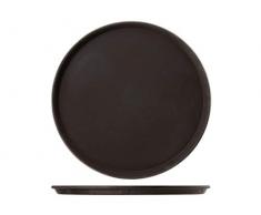 H&H Plateau Rond, Plastique, Marron, 35Â x 25Â x 2Â cm