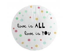 Pooch Coussin de Forme Love is Lapiz Rond, Coton 100% Multicolore, 48Â X 53Â 