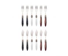 Murano Classique de NoÃ«l MÃ©lange Poisson Ensemble de Couverts, Acier Inoxydable, Gris foncÃ©/Blanc/Marron, 22.5Â x 18Â x 3.5Â cm