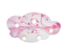 Elobra Plafonnier Nuage avec Imagination de veilleuse LED, fleurs rose 128015