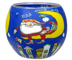 Him CC264 photophore Verre Le pÃ¨re noÃ«l sur la Lune (Santa on The Moon), Multicolore, 11x11x9 cm