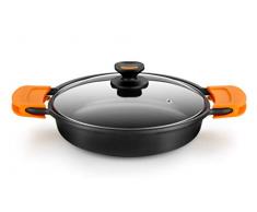 Braisogona Monix Magma en Aluminium forgÃ© antiadhÃ©sive Faitout Bas, Noir, 28Â cm