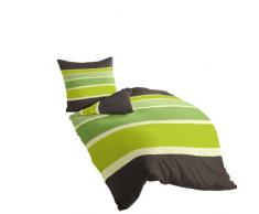 Bierbaum 4757_18 Draps de lit en Satin Maco Dessin 200 x 200 cm et 2 x 80 x 80 cm Citron vert