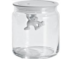 Alessi Amdr04 W Gianni a Little Man Holding on Tight Boîte de Cuisine en Verre avec Couvercle en Résine Thermoplastique, Blanc, 70 Cl