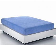 SABANALIA Drap-Housse Ajustable en Coraline, Bleu, Lit 150 cm