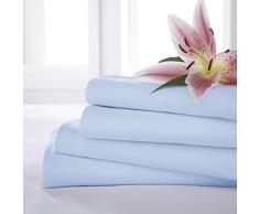 Charlotte Thomas Drap Plat en Percale Uni 2 Personnes Bleu Ciel