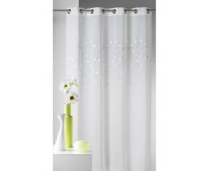HomeMaison Petites Feuilles Voilage en étamine avec Broderie, Polyester, Blanc, 240x140 cm
