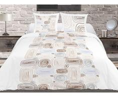Soleil docre Parure de Couette 240X220 cm Terra Nova Blanc, 100% Coton 57 Fils/cm2, 220 x 240 cm