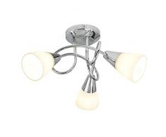 Lighting Collection 3Â LT Plafonnier avec Verre opale Nuances, Acier, 10Â W, Chrome
