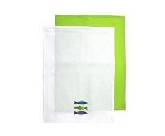 Le Jardin Des Cigales 2 Torchons Polyester Vert 50 x 70 x 70 cm