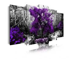 Dekoarte 289 - Tableau moderne sur toile monté sur cadre en bois 5 pièces, nature arbre violet, 150x80cm