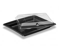 GUILLIN - QUADRIPACK RAVN601 CARTON DE 160 Ravier A Couvercle antibuee 600cc, Plastique, Noir, 25,5 x 21,5 x 2,5 cm