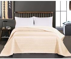 DecoKing 11966 Couvre-lit 260 x 280 cm Ecru Beige Jeté de lit Cercles Double Face Facile dentretien Salice