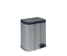keeeper Poubelle à Pédale à 2 Conteneurs, 7 L + 15 L, Gunnar, Argent