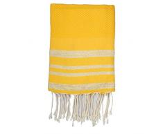 Moorish Idol - Fouta Nid dAbeille Lurex- 100cm x 200cm- Jaune Safran/Or