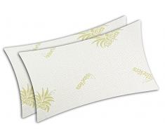 V.I.P. Very Important Pillow Couple taies doreiller Aloe Vera avec Zip, Tissu Jacquard Extensible, 50 x 80 cm