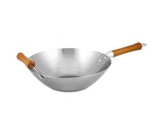 Ken Hom KH432003 Wok Traditionnel en Acier Carbone, Ã¸32 cm, Compatible Induction, Gris