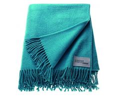 Schöner Wohnen Plaid 50% polyacrylique 50% Coton, Aqua, 200 x 140 cm