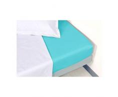 Vent Du Sud Drap Housse Uni en Coton Percale, Lagon, 200x160 cm