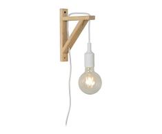 Lucide 08208/01/31 Fix Wall Applique Murale, E27, 60 W, Blanc, Bois clair, 19 x 3,2 x 22,5 cm
