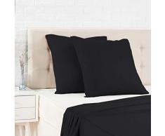 AmazonBasics Taie dâoreiller en satin - 80 x 80 cm x 2, Noir