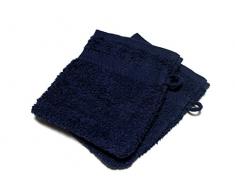 Soleil dOcre Lot de 2 Gants de Toilette UNI Bleu 450gr/m2, Coton, 16 x 21 cm