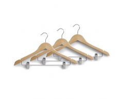 Zeller 17114 Lot de 3 cintres avec Pinces Couleur Nature 44,5 cm