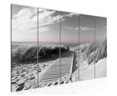 Tableau decoration murale Plage de la mer 200 x 80 cm - XXL Impression sur Toile Salon Appartment 5 Parties - prêt à accrocher - 604055c
