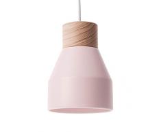 Luminaire Spot, suspension cÃ©ramique, 40 W, rose/bois naturel, Ã¸ 12 x H 17 cm