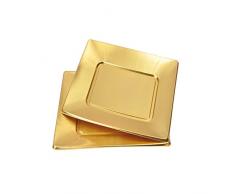 CODICO 6ASJ061OR Set 6 Assiettes CARREES en PS-18CM-OR, Plastique, Or, 18 x 18 x 3 cm