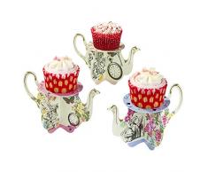 Talking Tables Truly Alice in Wonderland Présentoirs à Cupcakes en Forme de Théière pour Goûter Festif, Mariage et Fête dAnniversaire, Fête à Thème Alice au Pays des Merveilles, Multicolore, 250 ml (Paquet de 6)