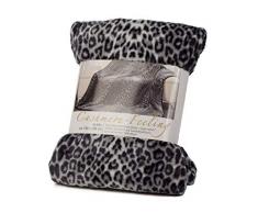 Amago Gözze 40087-90-5020, Plaid Lavable Motif léopard de Sibérie en Microfibre certifié Ãko-Tex 100 Argenté 150 x 200 cm