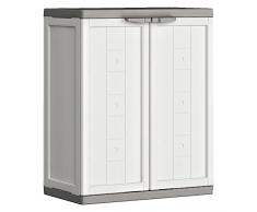 KETER | Armoire basse JOLLY, Blanc-Gris, Cabinets, 68x39x39x85 cm