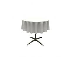 La Nappe Ronde en Lin Polyester en Popeline, Polyester, Blanc, 58