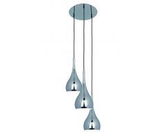 Naeve Leuchten 6029242 Classic Suspension en métal avec câblage en tissu Ampoules non-fournies Chromé