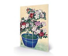 Ohara Koson SW12741A Impression sur Bois 40 x 59 cm (AzalÃ©e en Fleurs dans Un Pot Bleu), Multicolor, 40 x 59 x 1,2 cm