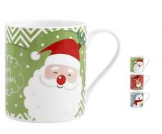 Home 831461 Lot de 6 mugs en porcelaine Motif PÃ¨re NoÃ«l/renne/ours