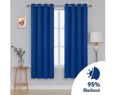 Deconovo Rideaux Occultant Salon Oeillet Isolation Thermique Anti Chaleur Froid Chambre Fenêtre 2 Pcs, Bleu Roi, 140x183cm