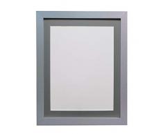 FRAMES BY POST Cadre Photo Largeur H7, 25Â mm dÃ©paisseur, avec Contour Blanc, Bois Dense, ArgentÃ©, 20 X 16 inch Image Size A3 (Plastic Glass)