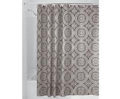 InterDesign Medallion rideau de douche tissu, 180,0 cm x 200,0 cm rideau en polyester, rideau baignoire avec ourlet du haut renforcé,beige